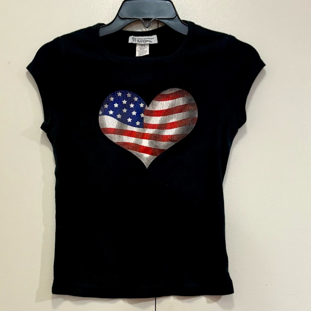 Self Esteem Black Tee with Patriotic Heart